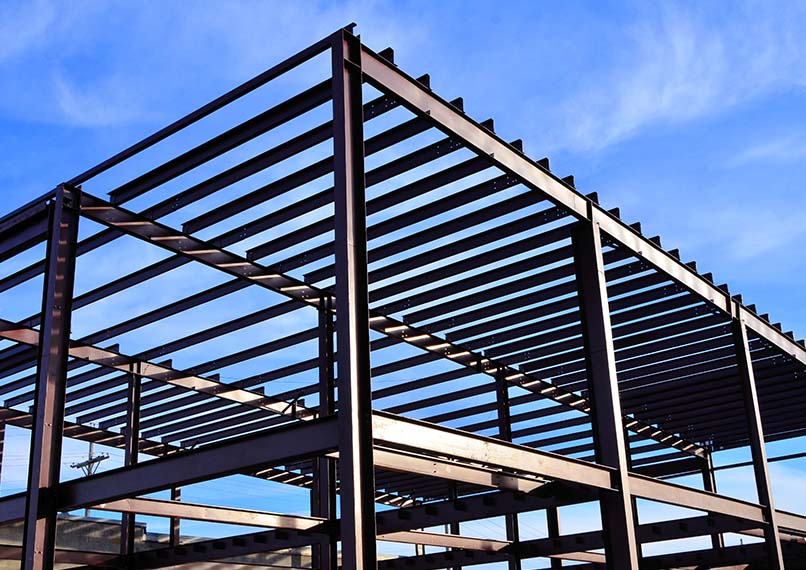 Steel framework of commercial building underconstruction